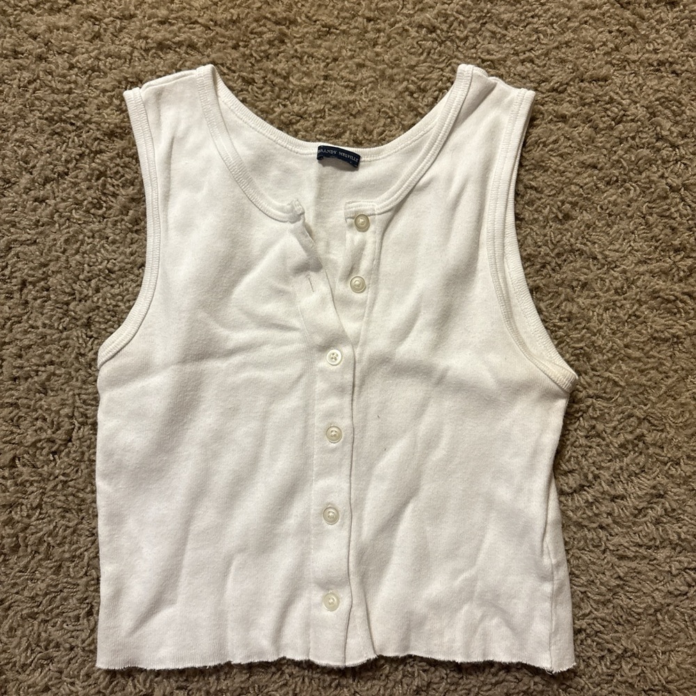 Brandy Melville White Sleeveless Crop Top